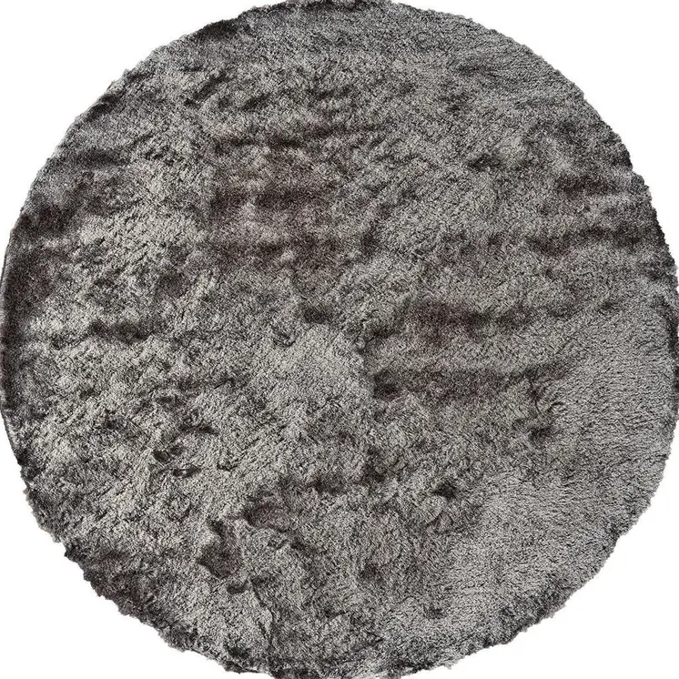 10' Gray And Black Round Shag Tufted Handmade Area Rug