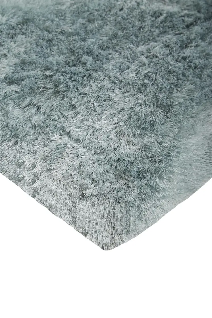 4' X 6' Blue And Silver Shag Tufted Handmade Area Rug