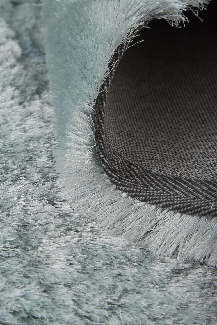 6' Blue And Silver Shag Tufted Handmade Runner Rug
