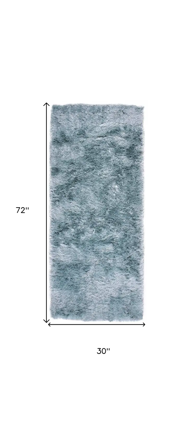 6' Blue And Silver Shag Tufted Handmade Runner Rug