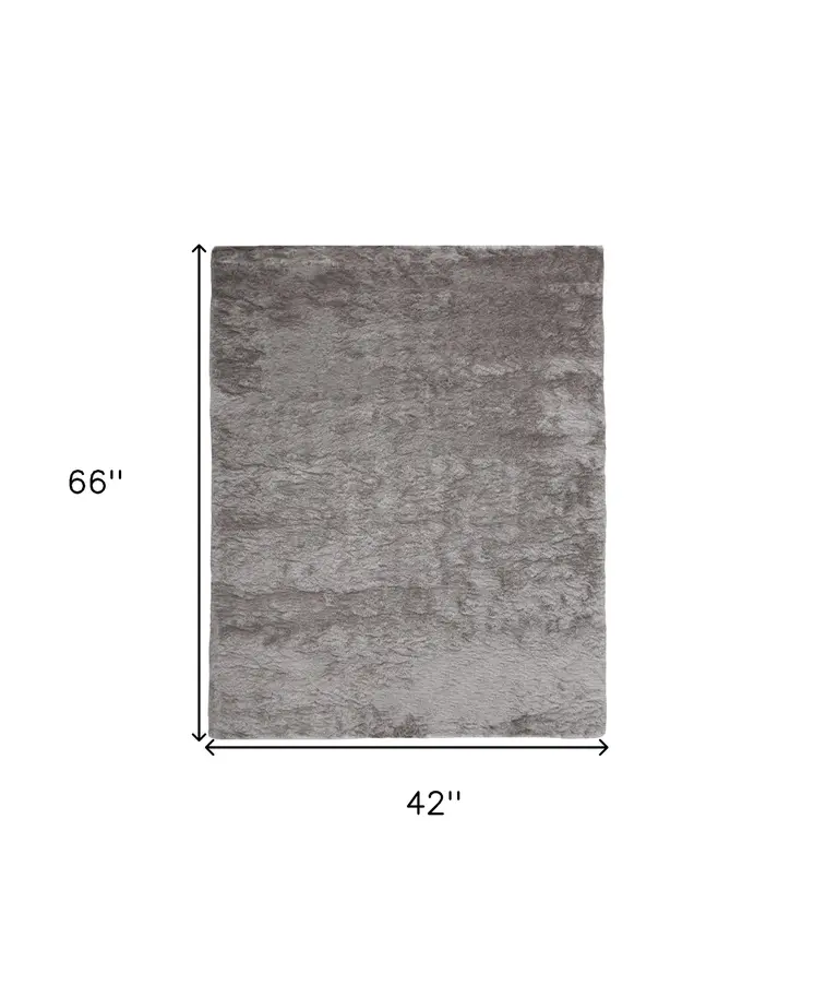 4' X 6' Gray And Silver Shag Tufted Handmade Area Rug