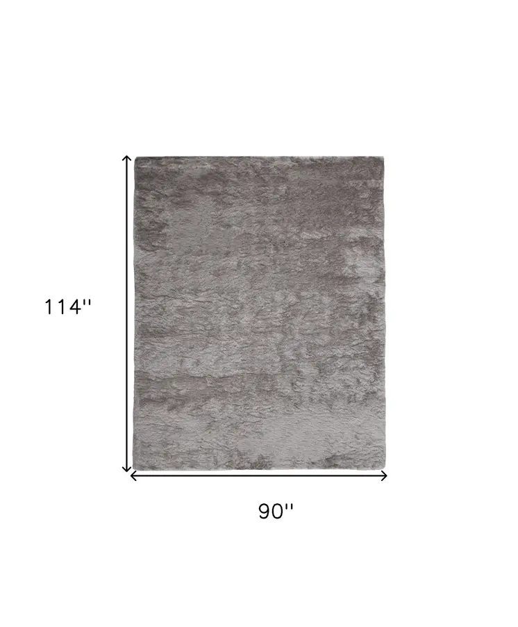 8' X 10' Gray Shag Hand Tufted Area Rug