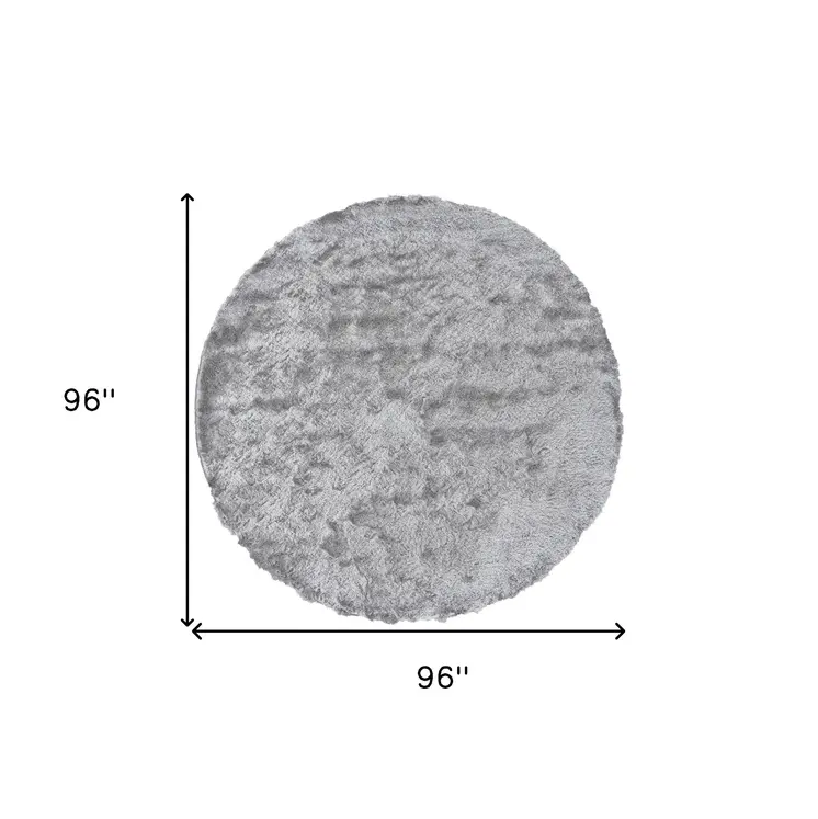 8' Gray Shag Hand Tufted Round Rug