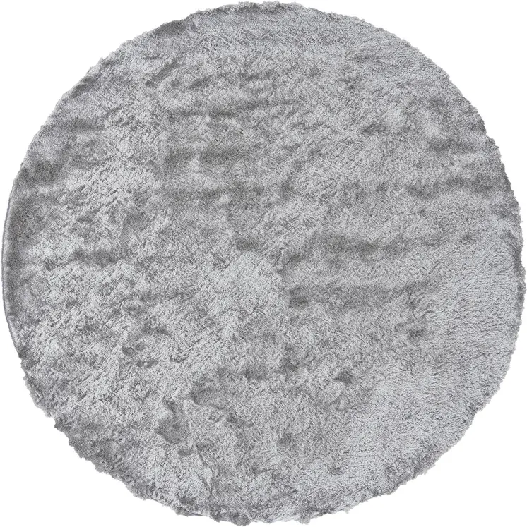 10' Gray And Silver Round Shag Tufted Handmade Area Rug