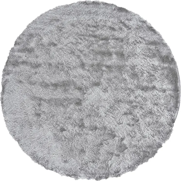 10' Gray And Silver Round Shag Tufted Handmade Area Rug