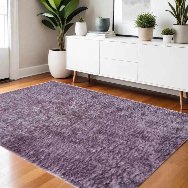 4' X 6' Purple Shag Tufted Handmade Area Rug
