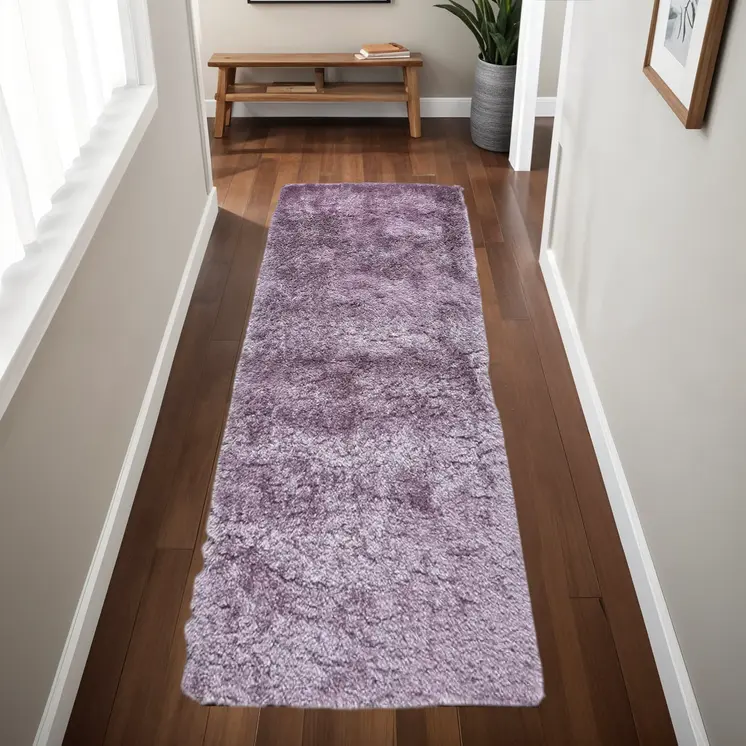 6' Purple Shag Tufted Handmade Runner Rug