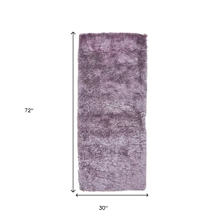 6' Purple Shag Tufted Handmade Runner Rug