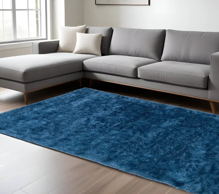 8' X 10' Blue And Green Shag Tufted Handmade Area Rug