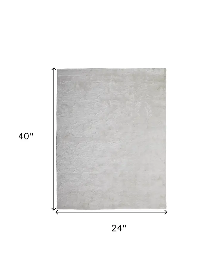 2' X 3' White Shag Tufted Handmade Area Rug