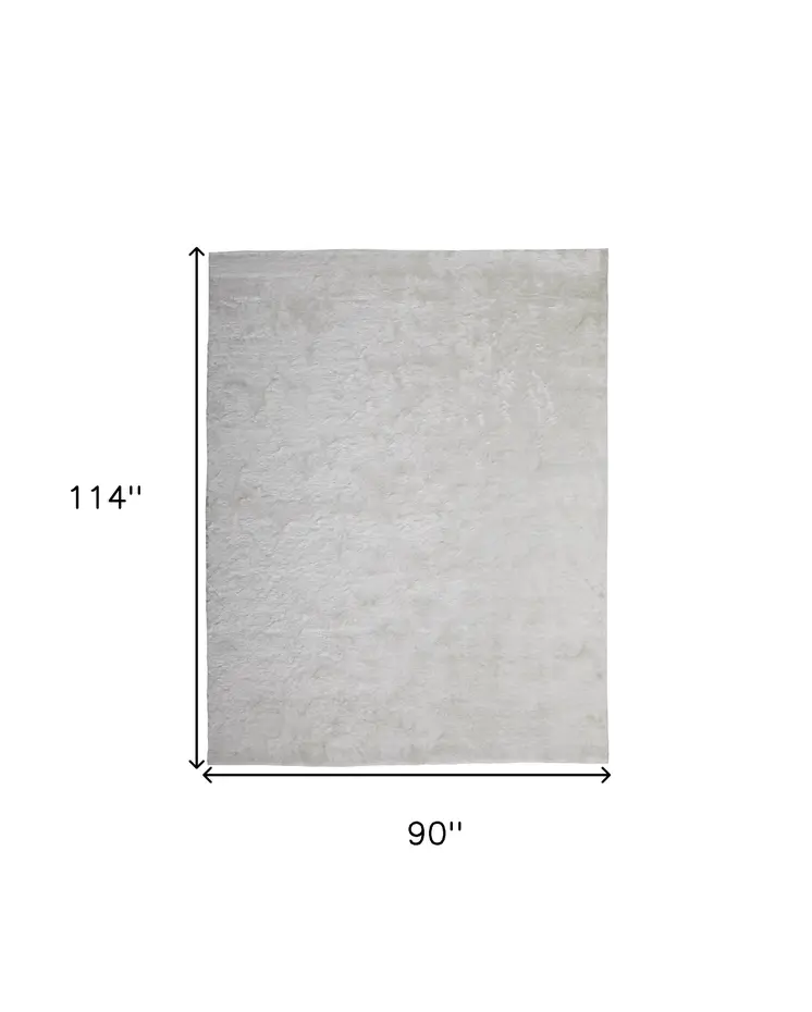8' X 10' White Shag Tufted Handmade Area Rug