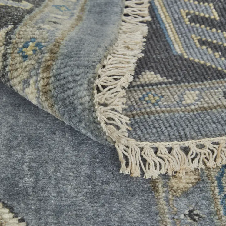 10' X 13' Blue Gray And Taupe Wool Floral Hand Knotted Stain Resistant Area Rug