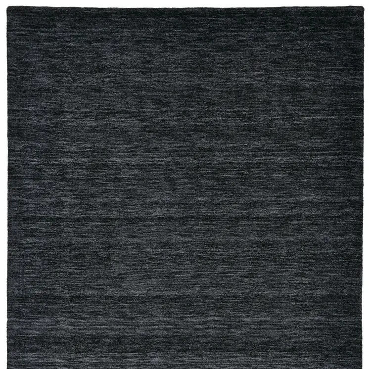5' X 8' Black Wool Hand Woven Area Rug
