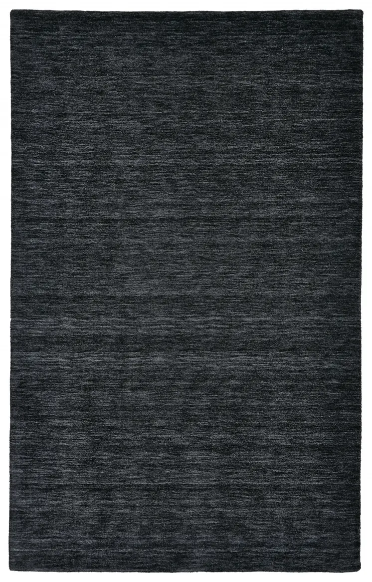 8' X 11' Black Wool Hand Woven Area Rug