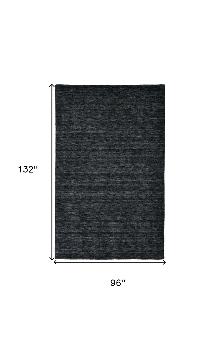 8' X 11' Black Wool Hand Woven Area Rug