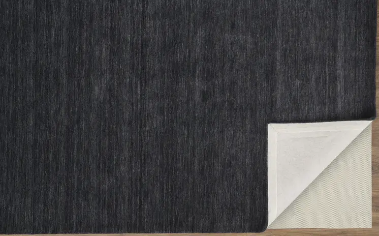 8' X 11' Black Wool Hand Woven Area Rug