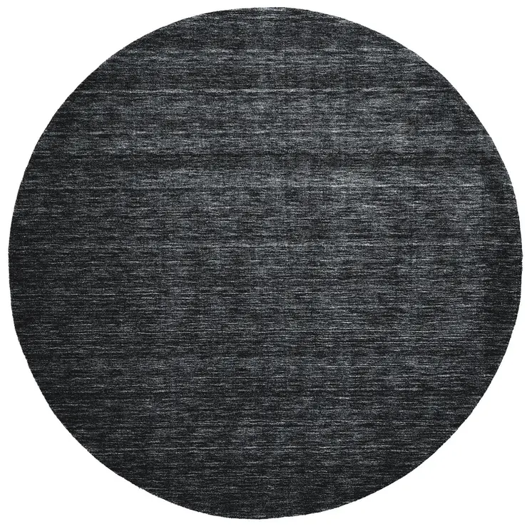 8' Black Round Wool Hand Woven Area Rug