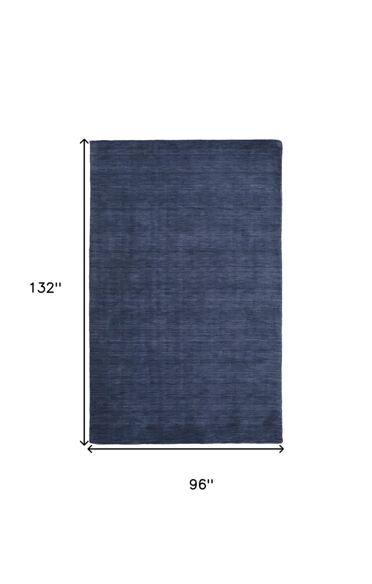 8' X 11' Blue Wool Hand Woven Area Rug