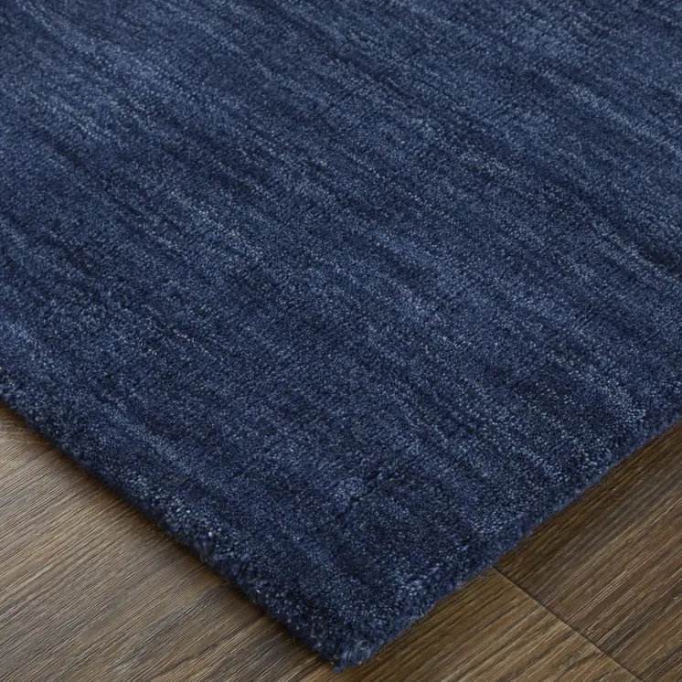8' X 11' Blue Wool Hand Woven Area Rug