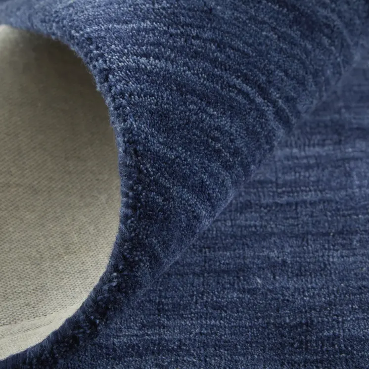 8' Blue Round Wool Hand Woven Area Rug