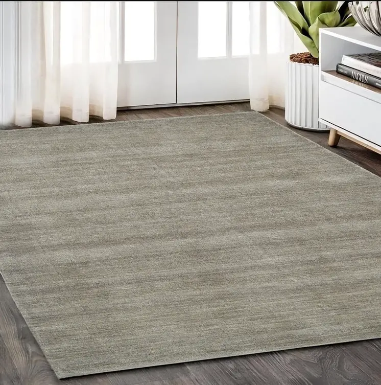5' X 8' Gray and Ivory Wool Hand Woven Area Rug