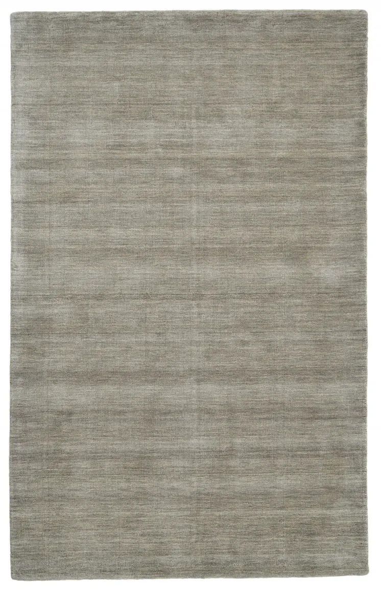 10' X 13' Gray and Ivory Wool Hand Woven Area Rug