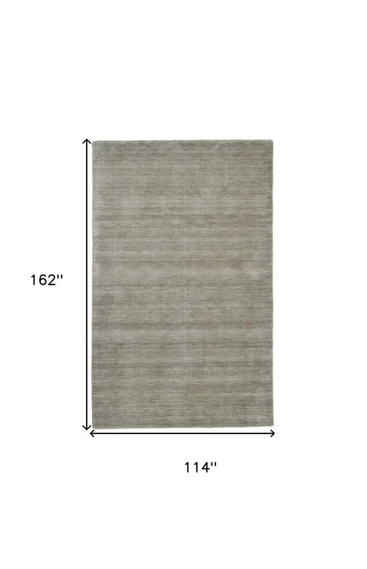 10' X 13' Gray and Ivory Wool Hand Woven Area Rug