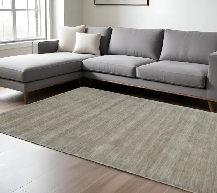 10' X 13' Gray and Ivory Wool Hand Woven Area Rug