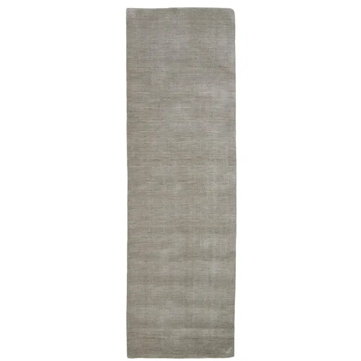 8' Gray And Ivory Shag Hand Woven Runner Rug