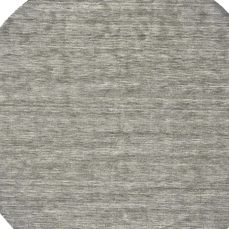 10' Gray and Ivory Round Wool Hand Woven Area Rug