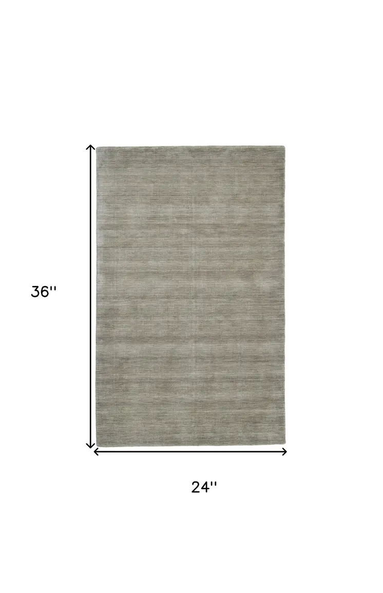 2' X 3' Gray and Ivory Wool Hand Woven Area Rug