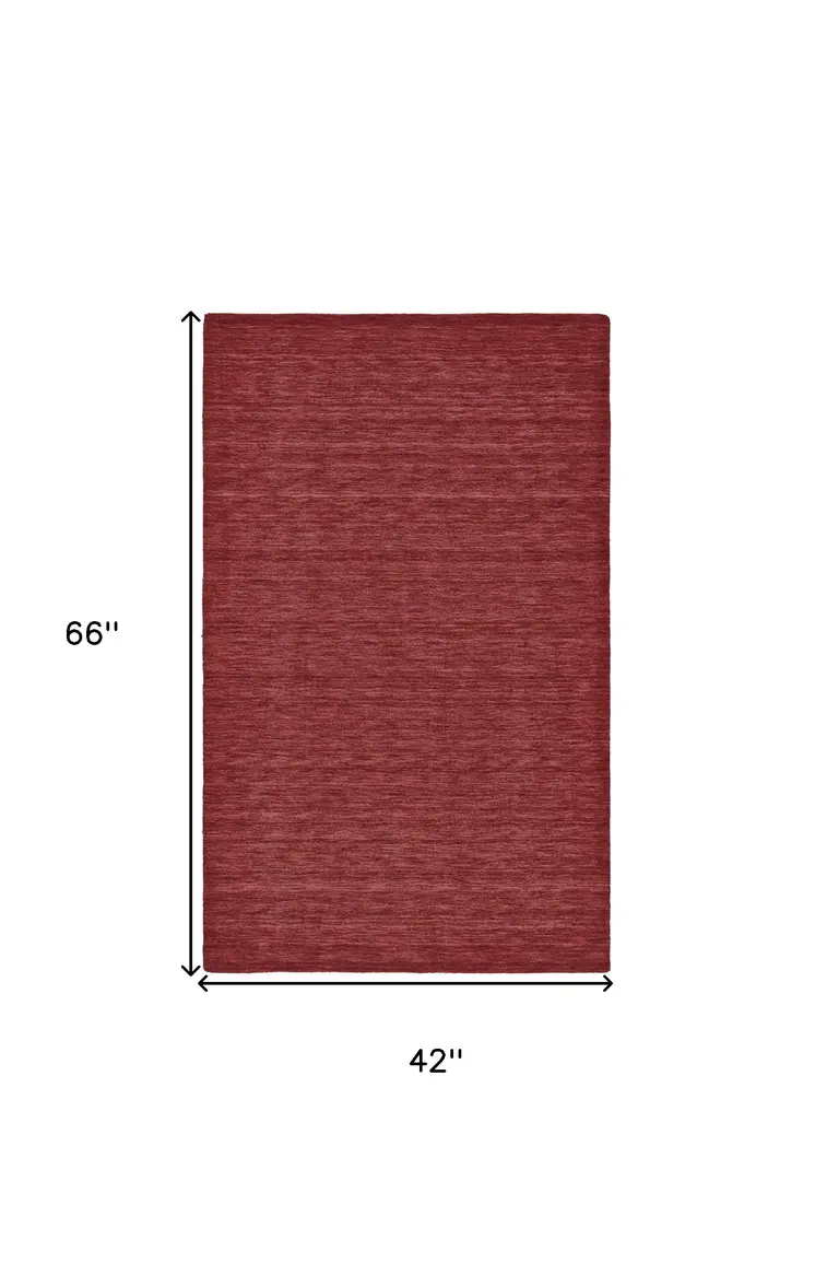 4' X 6' Red Wool Hand Woven Area Rug