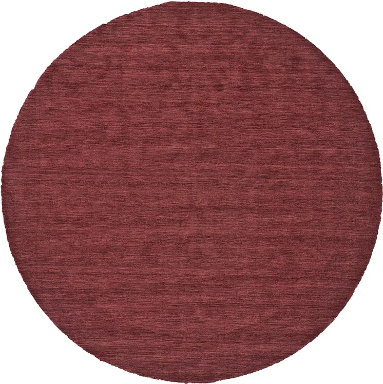 8' Red Round Wool Hand Woven Area Rug