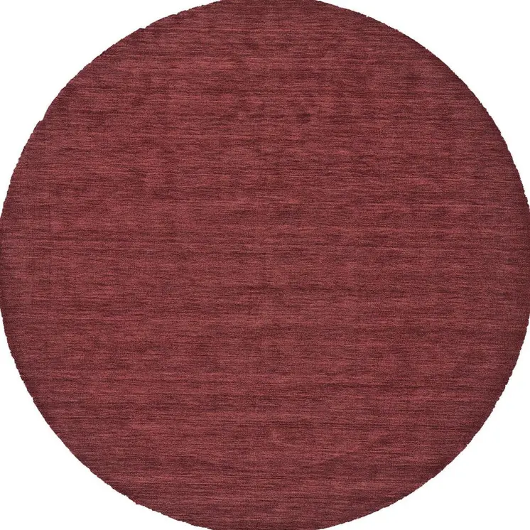 10' Red Round Wool Hand Woven Area Rug