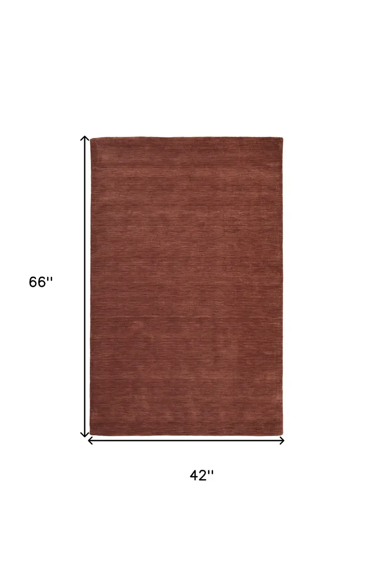 4' X 6' Orange And Red Wool Hand Woven Stain Resistant Area Rug