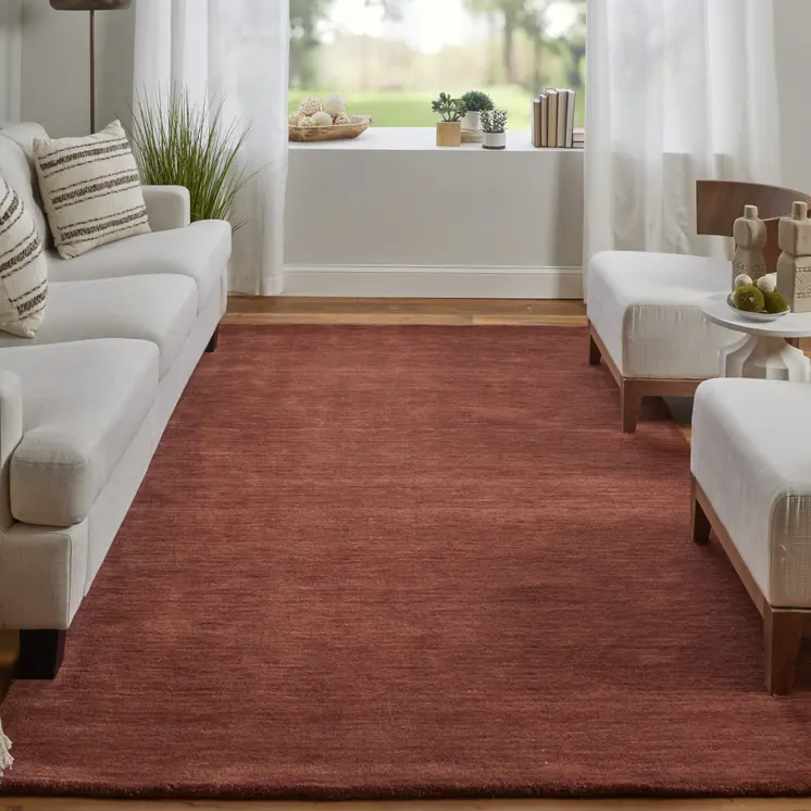 10' X 13' Orange and Red Wool Hand Woven Area Rug
