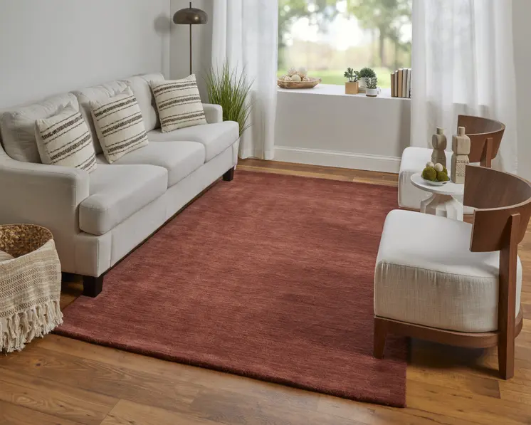 10' X 13' Orange and Red Wool Hand Woven Area Rug