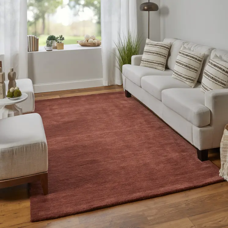 10' X 13' Orange and Red Wool Hand Woven Area Rug