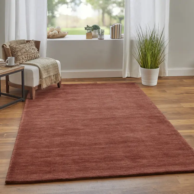 10' X 13' Orange and Red Wool Hand Woven Area Rug