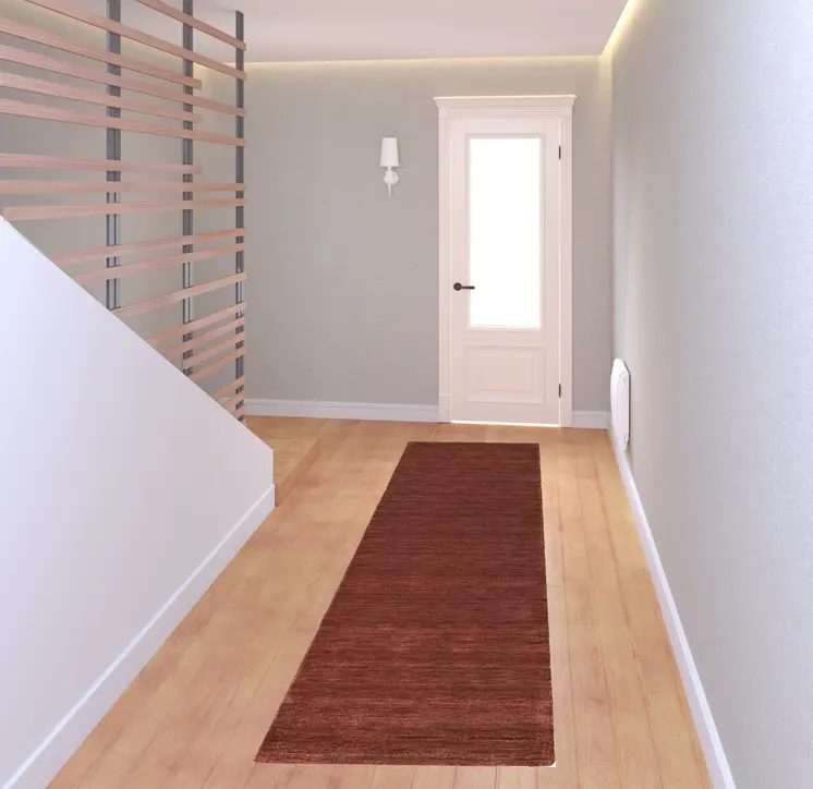 8' Orange And Red Wool Hand Woven Stain Resistant Runner Rug