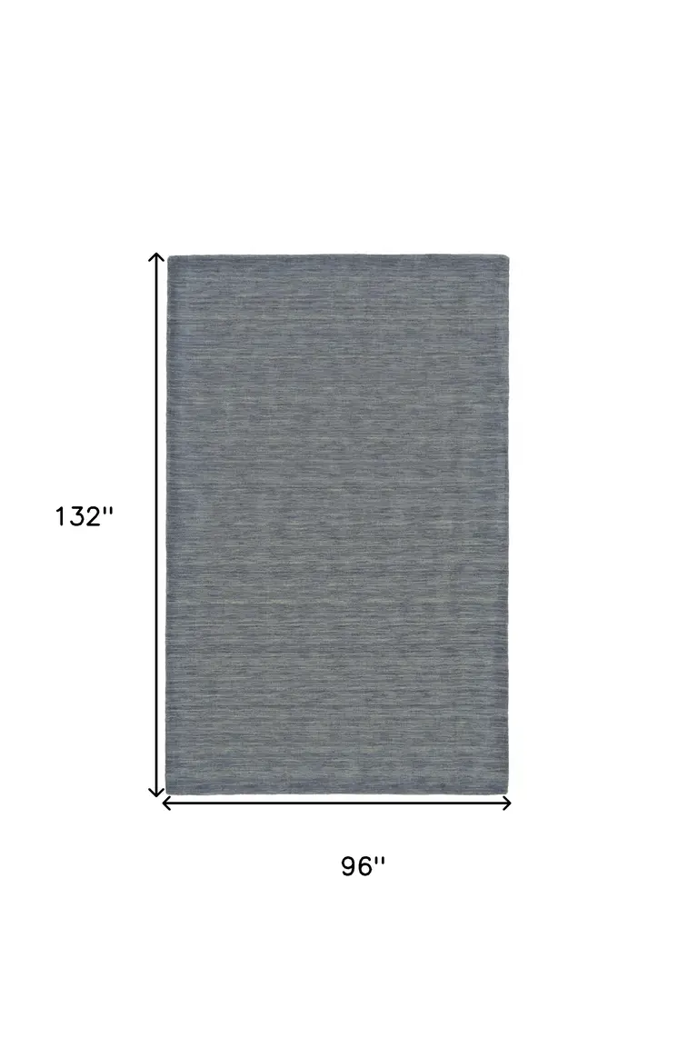 8' X 11' Blue and Gray Wool Hand Woven Area Rug