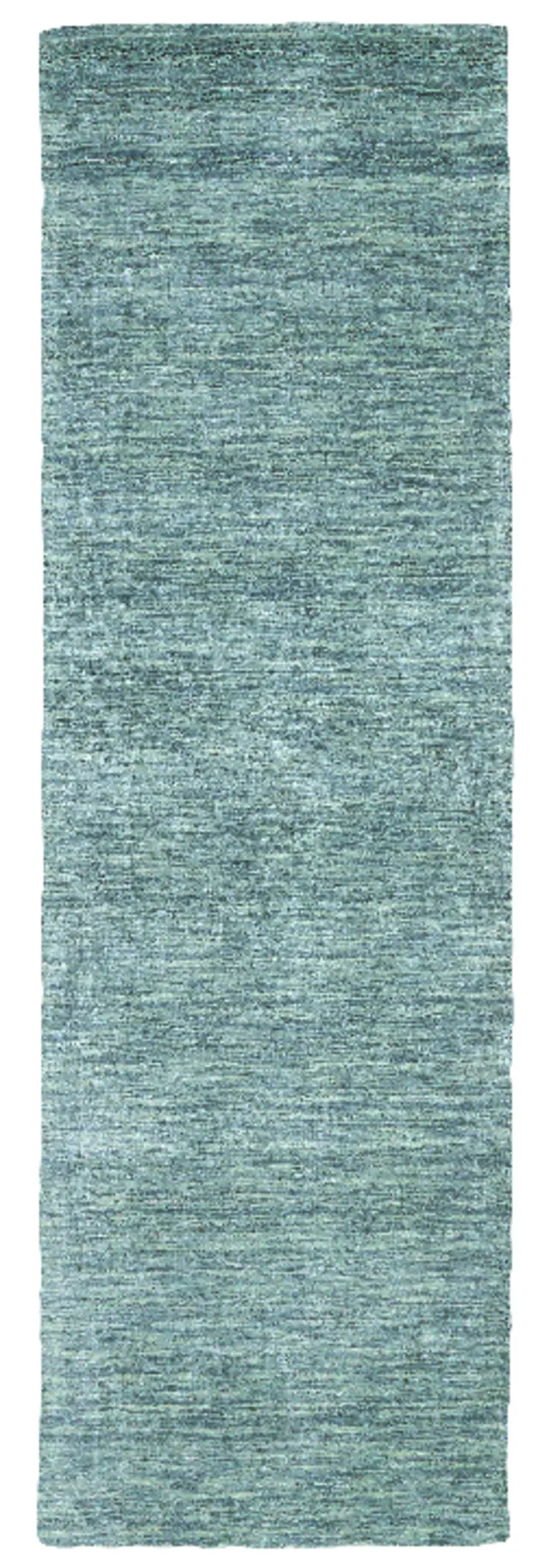 8' Gray And Blue Hand Woven Runner Rug