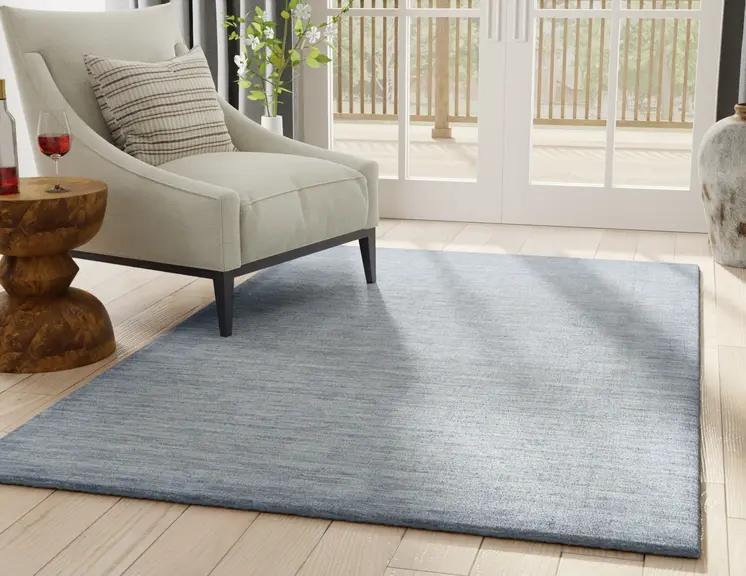 8' Gray And Blue Hand Woven Runner Rug
