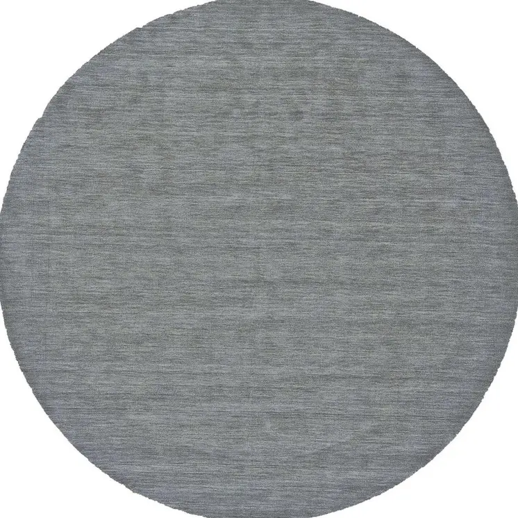 10' Blue and Gray Round Wool Hand Woven Area Rug