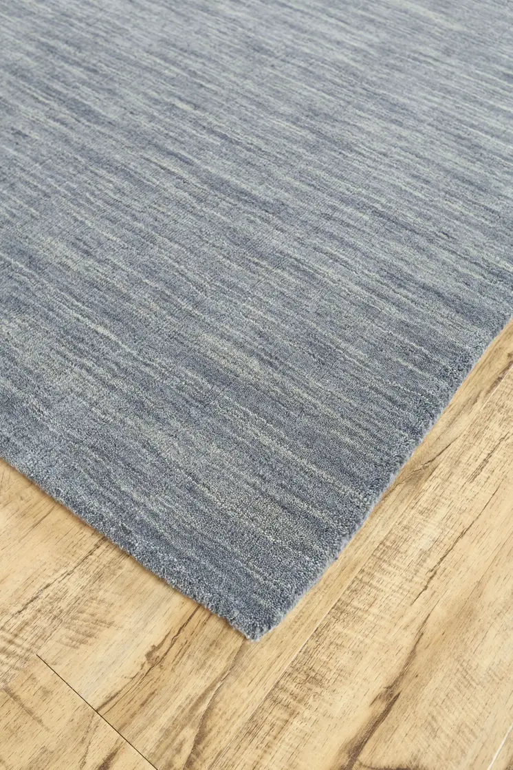 2' X 3' Blue and Gray Wool Hand Woven Area Rug