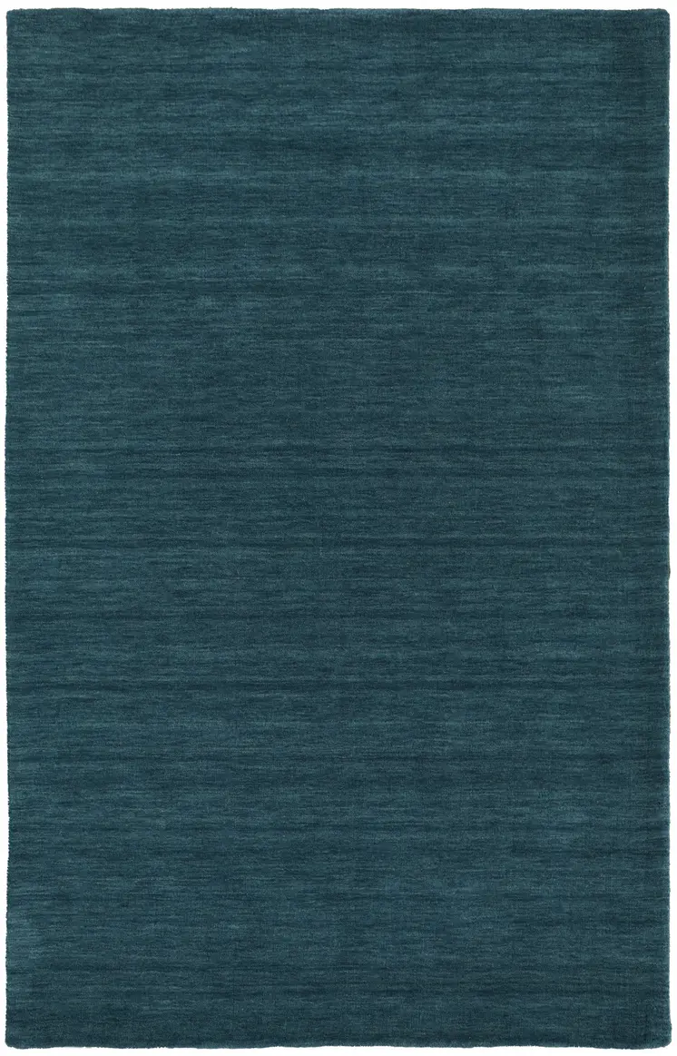 5' X 8' Blue And Green Wool Hand Woven Stain Resistant Area Rug