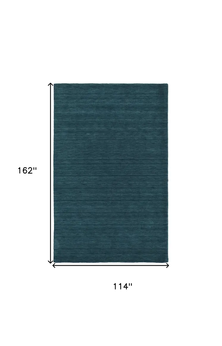10' X 13' Blue Green Wool Hand Woven Area Rug