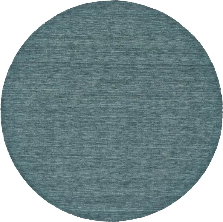 8' Blue Green Round Wool Hand Woven Area Rug
