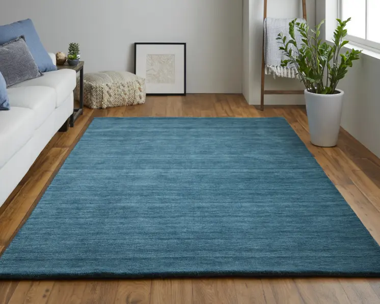 2' X 3' Blue Green Wool Hand Woven Area Rug