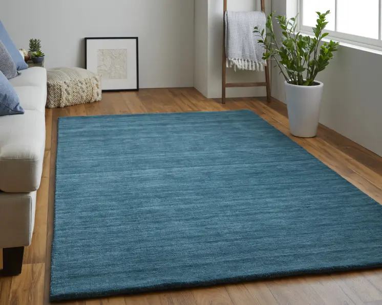 2' X 3' Blue Green Wool Hand Woven Area Rug